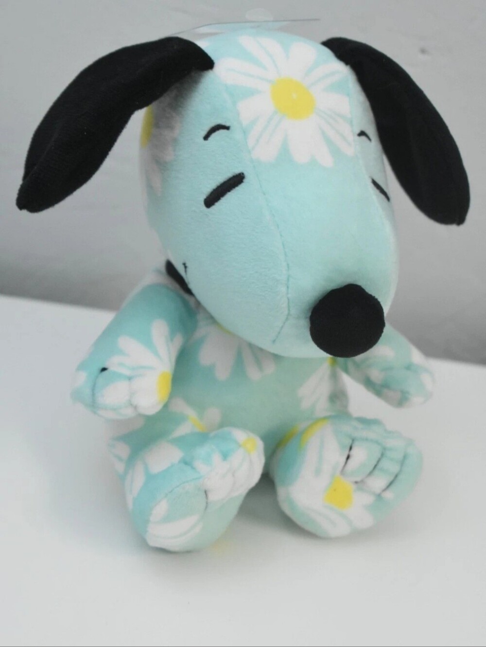 Hallmark Aqua and White Daisy Plush Dog Toy with Black Ears